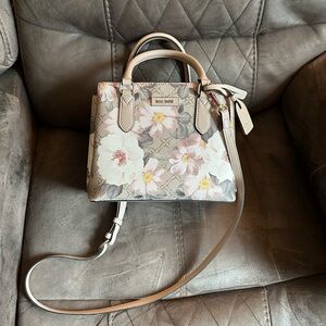 Nine West Cream and Pink Crossbody Bag with Gold Accents